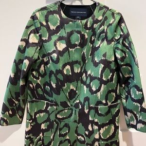 Synthetic Leopard Moth Collarless Coat